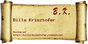 Billa Krisztofer névjegykártya